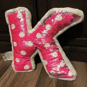 Justice Flip Sequin Letter “K” pillow